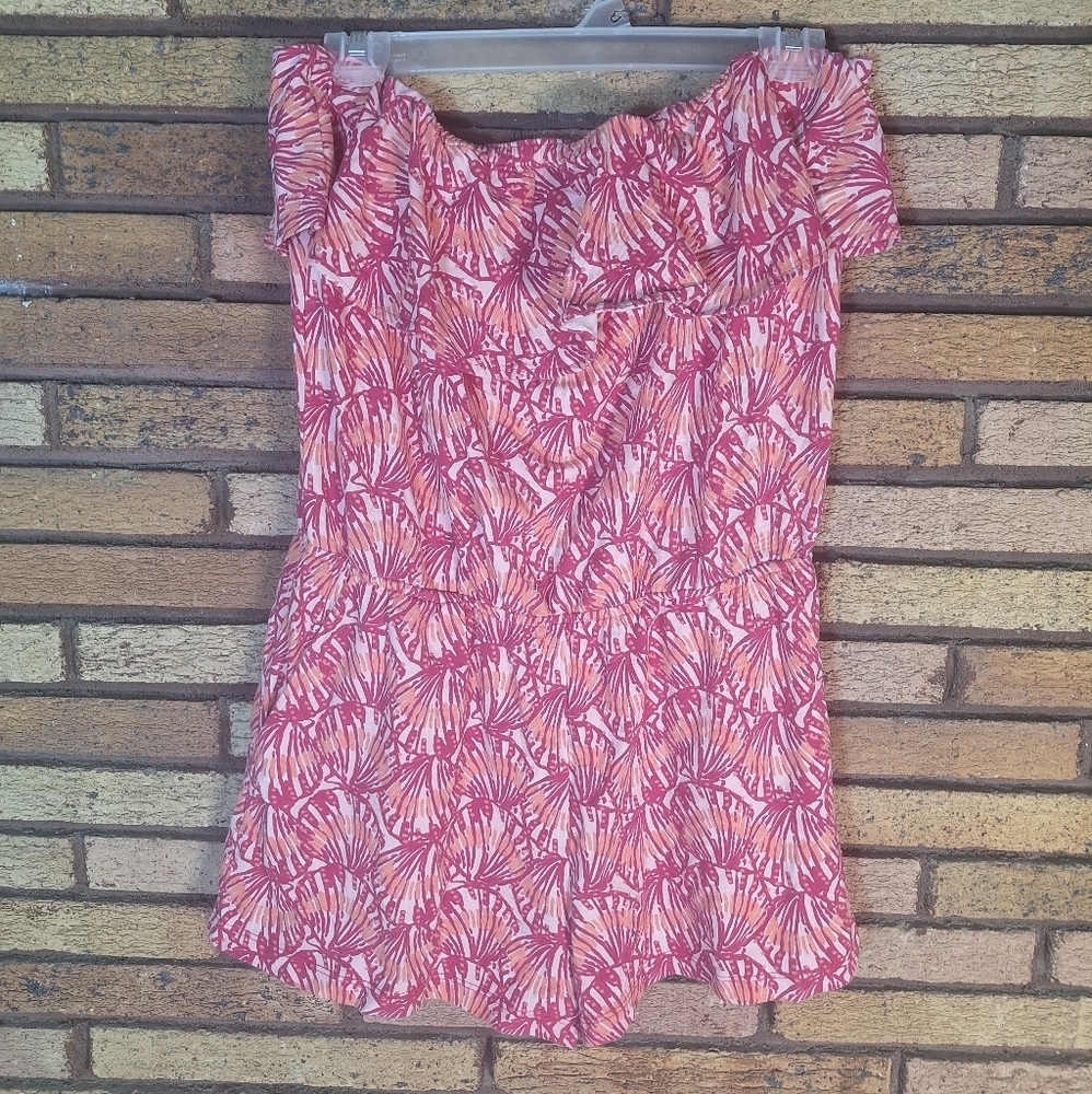 Vineyard Vines Pink & Peach Off-Shoulder Romper